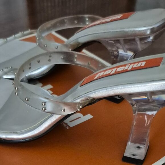 Women Clear Heels Sandals Transparent Square Toe Heels Backless Block Pump Shoes - Picture 5 of 6